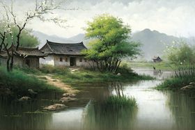 早春山水画