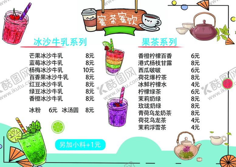 编号：15766511020004095746【酷图网】源文件下载-夏日缤纷茶饮菜单展示