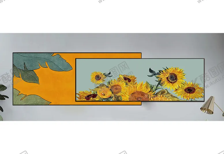 编号：81459609130209399156【酷图网】源文件下载-菊花油画组合挂画水彩艺术画唯美花卉