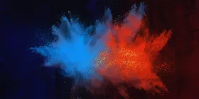 蓝红粉末喷溅效果