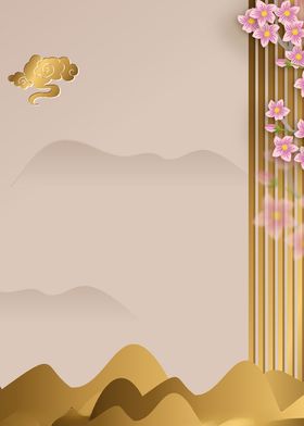 地产背景新中式别墅中式意境山水中式抽象
