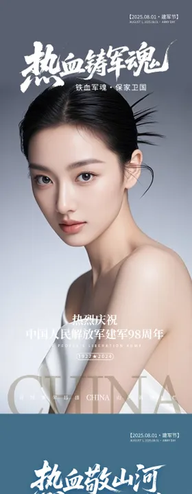 医美建军节海报