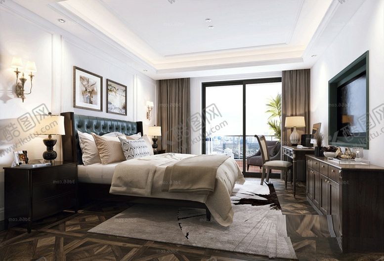 编号：68809610010447043885【酷图网】源文件下载-美式卧室