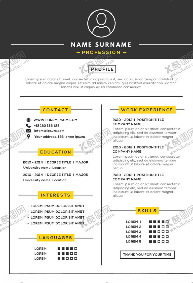 编号：66072909211400208700【酷图网】源文件下载-个人简历英文版