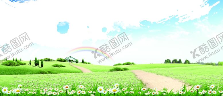 编号：82586810292311177223【酷图网】源文件下载-蓝天白云草地