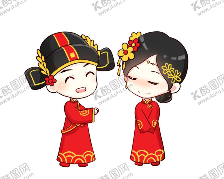 编号：52998807121342421167【酷图网】源文件下载-卡通新郎新娘PNG免扣素材