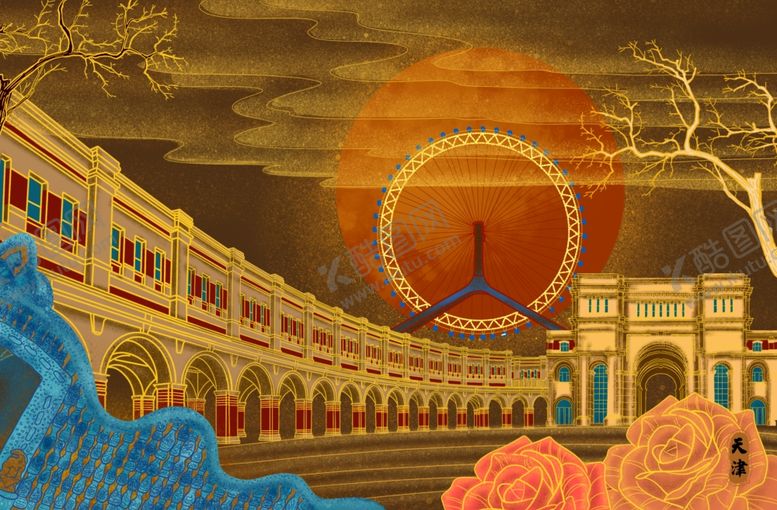 编号：51998805160620195766【酷图网】源文件下载-城市建筑插画卡通海报背景素材