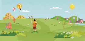 手绘儿童节展板背景