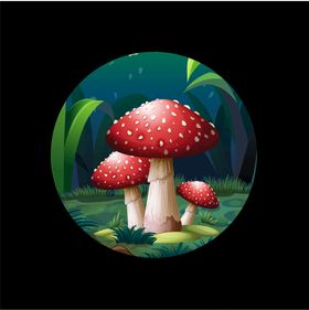 蘑菇水纹童话森林花草