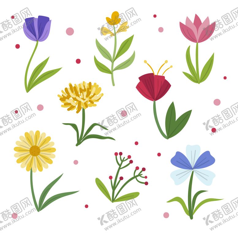 编号：69548710080537538417【酷图网】源文件下载-各种花朵手绘 