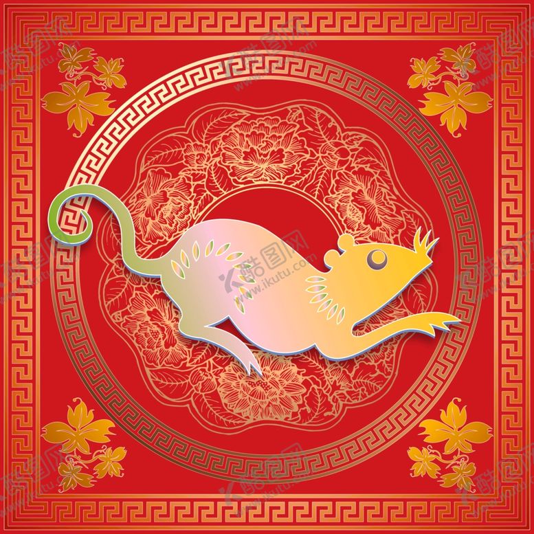 编号：53888010210921346222【酷图网】源文件下载-喜庆窗贴鼠过年火爆海报