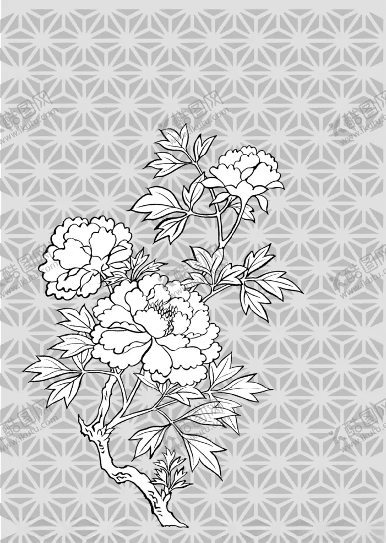 编号：86074409151715172032【酷图网】源文件下载-日本线描植物花卉矢量素材