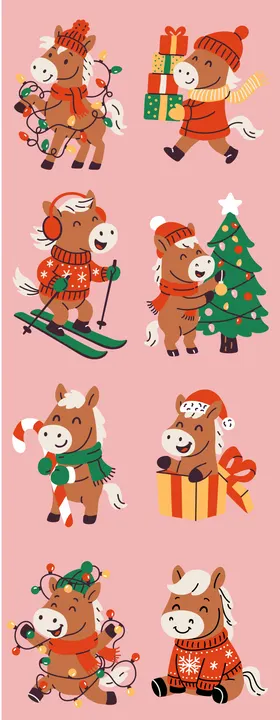 圣诞节小马IP卡通设计