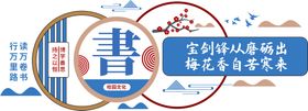 矢量图书馆阅读室校园文化墙