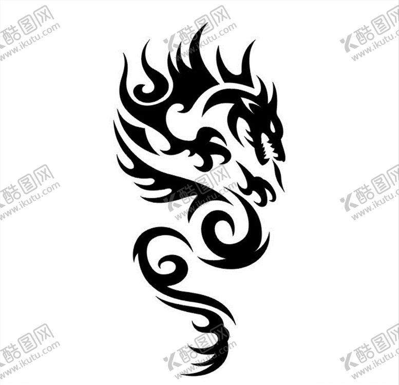 编号：93468407062320222019【酷图网】源文件下载-龙纹身图腾图案矢量图