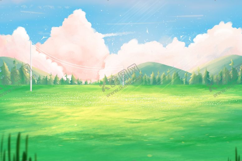 编号：45961709151802543159【酷图网】源文件下载-草原天空插画