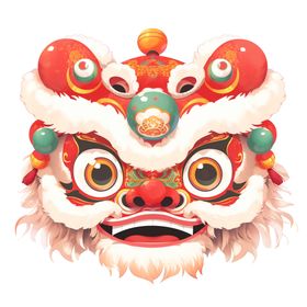 舞狮插画2024喜庆龙年新春
