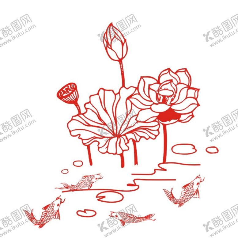 编号：66072501270932372158【酷图网】源文件下载-荷花鲤鱼莲花