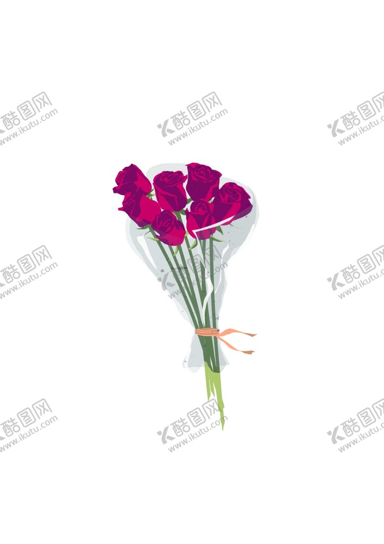 编号：38850310192358206221【酷图网】源文件下载-手绘玫瑰花束小清新婚礼植物花朵
