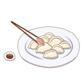 手绘饺子素材新年传统节日冬至