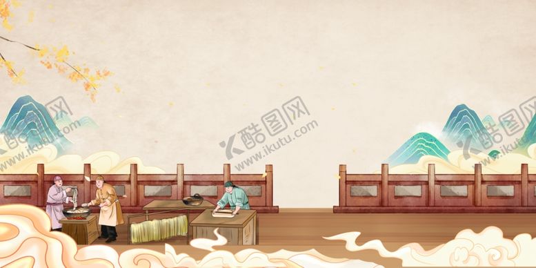 编号：99150102031614186631【酷图网】源文件下载-国潮中国风国风古风山水餐饮暖色