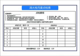 消火栓月度点检表