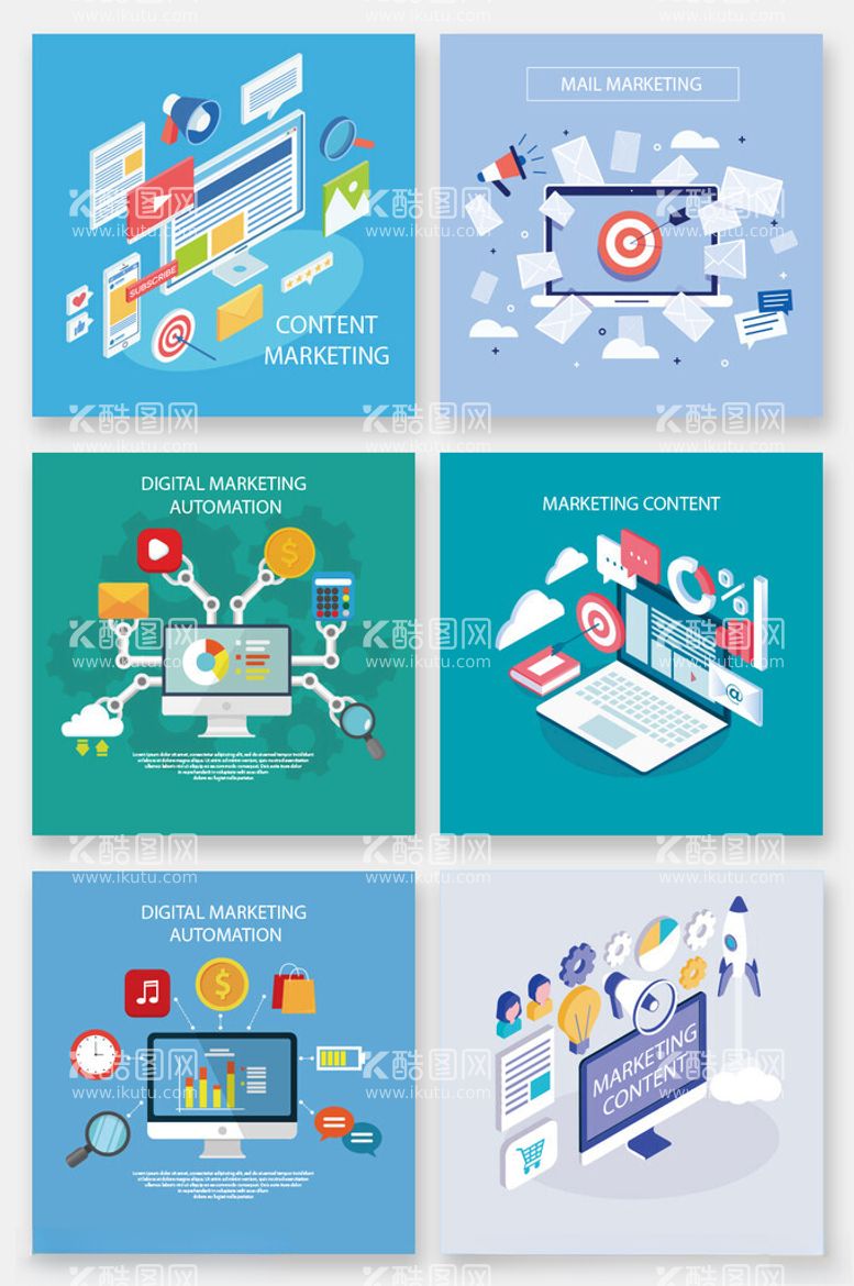 编号：15161703010742182652【酷图网】源文件下载-数字营销市场营销等距扁平插画