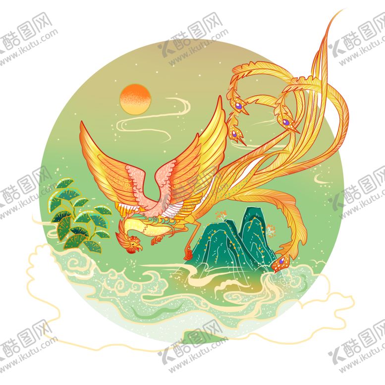 编号：96951810110553357854【酷图网】源文件下载-国潮凤凰插画