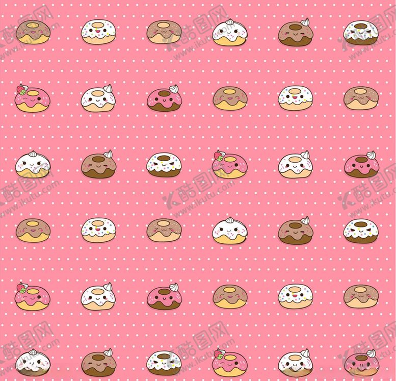 编号：83631209261723528891【酷图网】源文件下载-可爱表情甜甜圈无缝背景