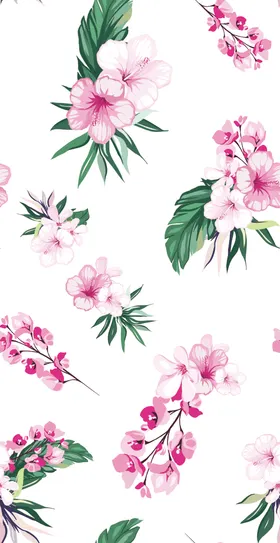 热带花叶子数码印手绘