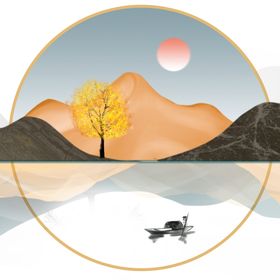 新中式水墨山水画抽象彩墨画抽象画