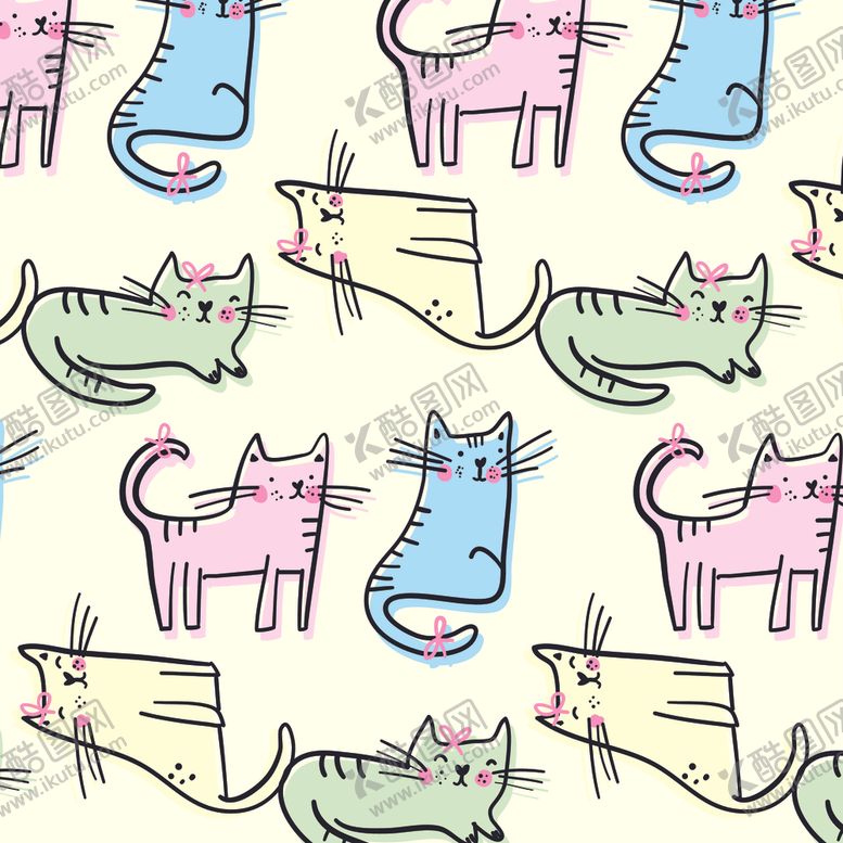 编号：18798609090036091833【酷图网】源文件下载-卡通猫印花