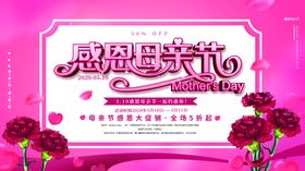 母亲节康乃馨感恩活动促销展板