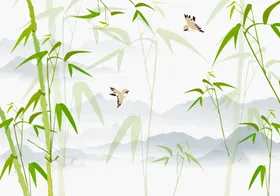 山水画泼墨风景高清火锅店