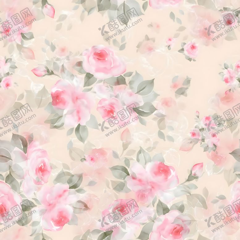 编号：18969204050005013299【酷图网】源文件下载-粉色花卉水彩图案背景