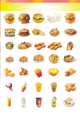 多样美味快餐食品