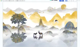 山水画风景分层工笔中堂
