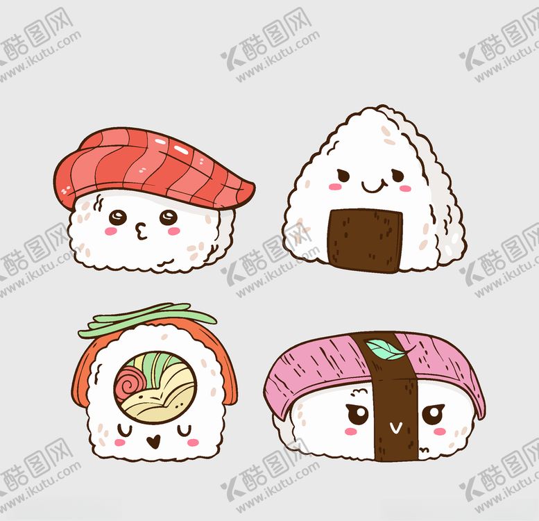 编号：67400810091615223344【酷图网】源文件下载-可爱寿司