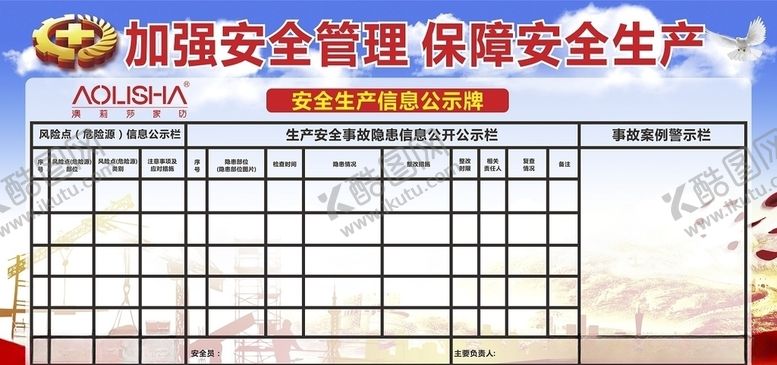 编号：34578610032107463452【酷图网】源文件下载-安全生产信息共示牌