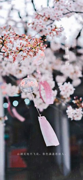 清明节海报中式桃花气