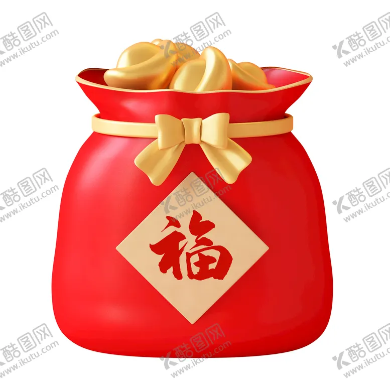 编号：85961009210231415042【酷图网】源文件下载-红色袋子和元宝