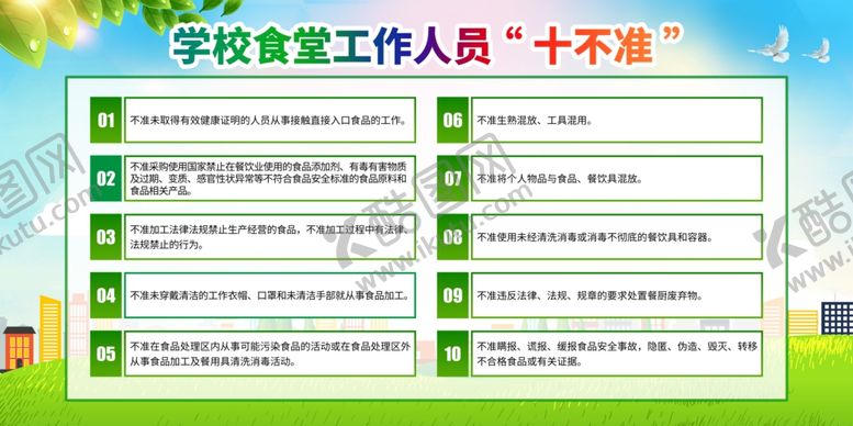 编号：37209506101723066257【酷图网】源文件下载-食堂工作人员十不准规范