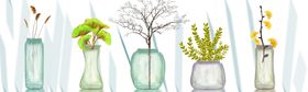 手绘绿色植物插画线稿图片