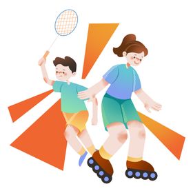 亲子轮滑运动欢乐瞬间