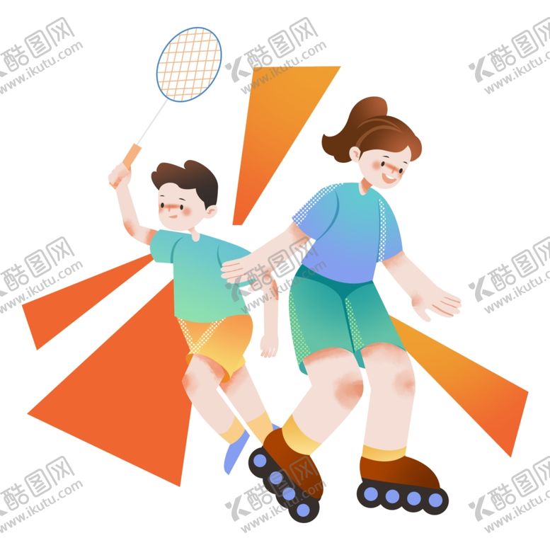 编号：97653204250445048864【酷图网】源文件下载-亲子轮滑运动欢乐瞬间