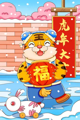虎年插画吉祥2022手绘