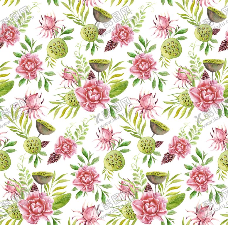 编号：70831709110008492813【酷图网】源文件下载-水彩花朵创意图案