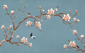 手绘花鸟图新中式花鸟图片