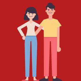 手绘情侣恋人爱男女卡通