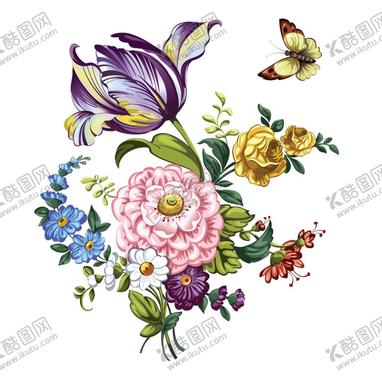 编号：18606410182340194442【酷图网】源文件下载-国画牡丹花红花金色花